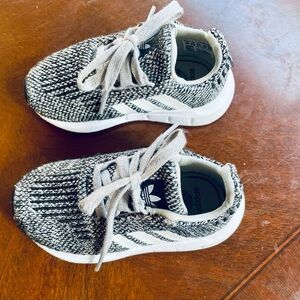 Adidas Kids Gray and White Knit Sneakers